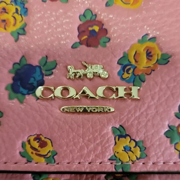 RARE Coach Mini Vintage Rose Print Klare Crossbody Wallet Cardholder SET GUC - Picture 3 of 10